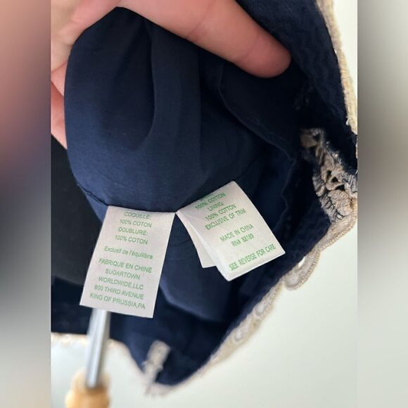 Lilly Pulitzer Annabelle Shift Dress Style Number 11561 Sz 2 Navy Blue and Gold - Picture 14 of 14